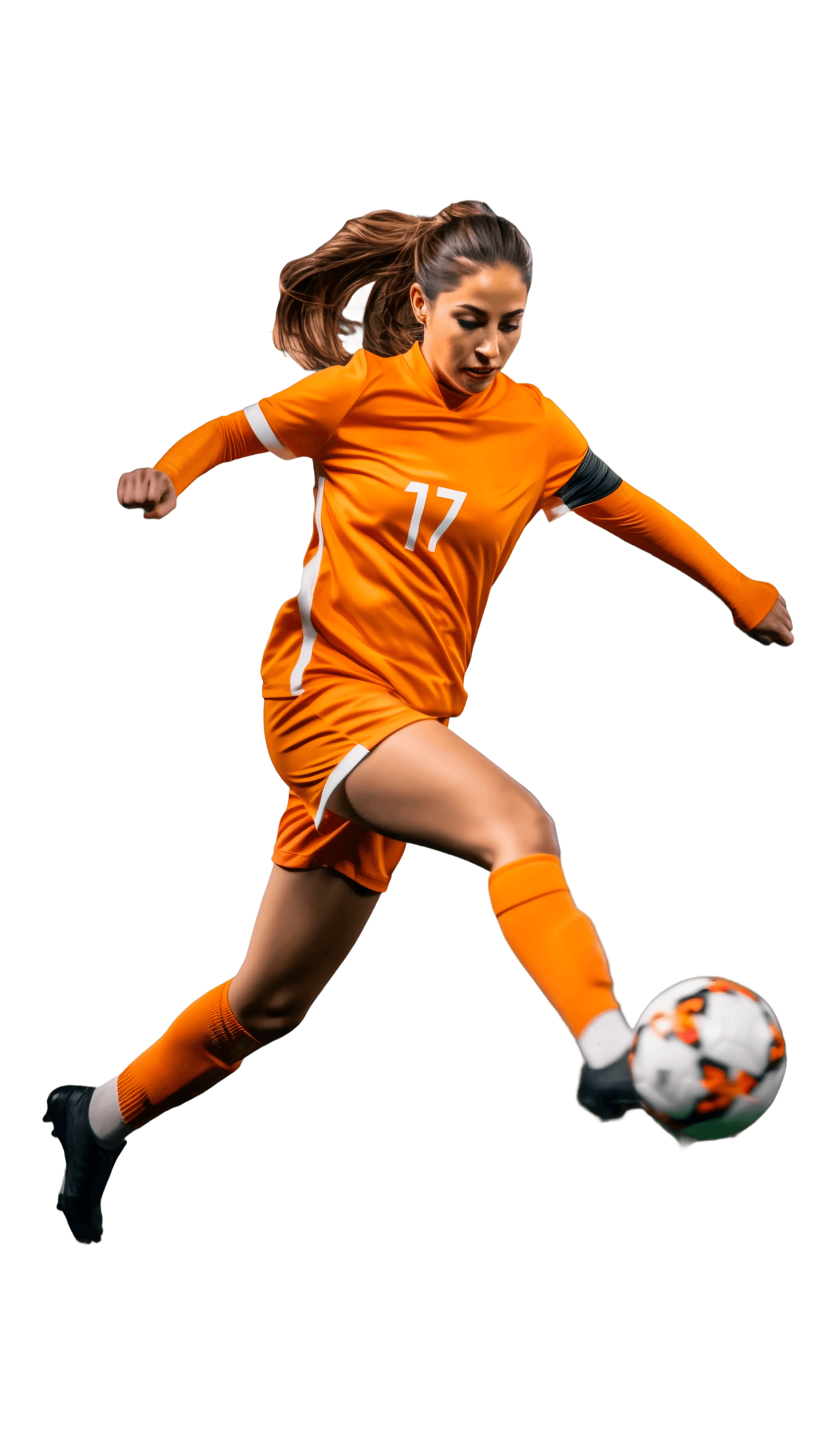 Soccer player kicking a ball